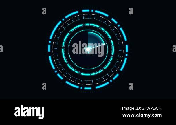 Futuristic blue digital radar interface HUD element scanning in a ...