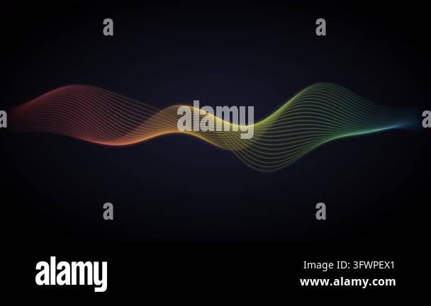 Abstract rainbow gradient particle wave flowing against a dark ...