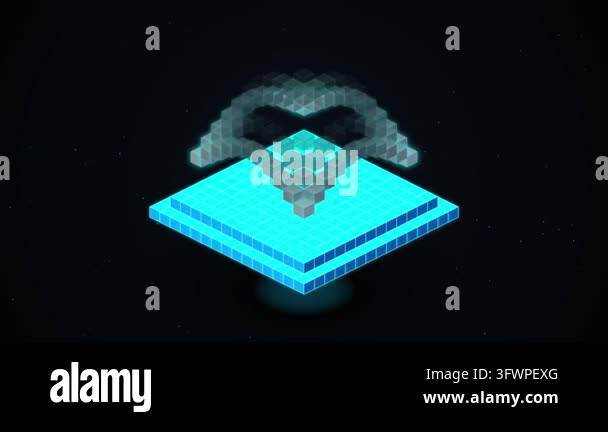 Background For Creative Form Abstract 3D isometric animation of glowing blue cubes rising to form a ...