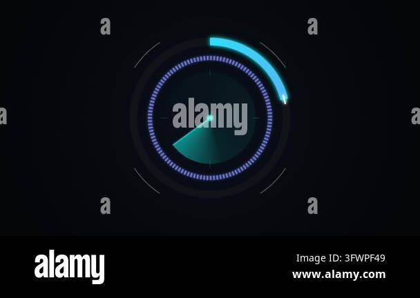 Futuristic digital radar interface scanning on a dark background with ...