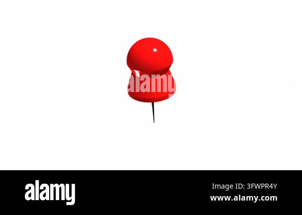 Red push pin animated icon modern stationery element white background ...