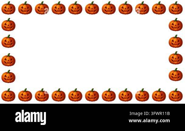 Glowing Halloween Pumpkin Border Frame Copy Space Video Background 4K ...