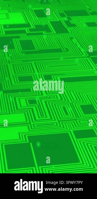 Animation of data processing over computer circuit board. Global ...