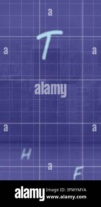Animation of floating alphabets and statistical data processing against ...