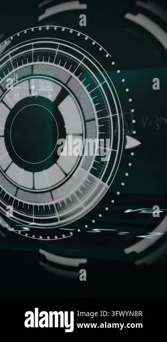 Animation of interface with round scanner and data processing against ...
