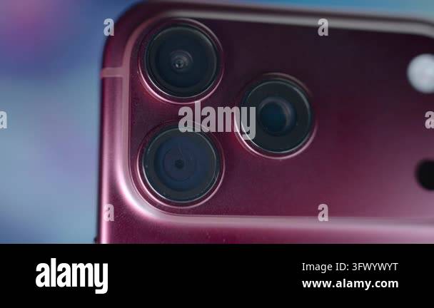 Madrid, Spain, September 10, 2026: Close-up view of Dark Cherry iPhone ...