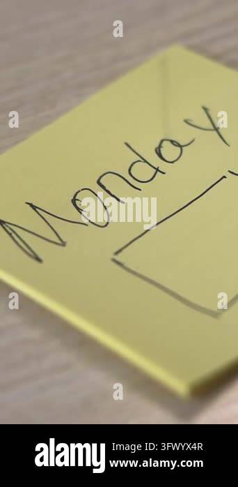 Yellow Sticky Note Monday Checkbox Ticked By White Hand, Project ...