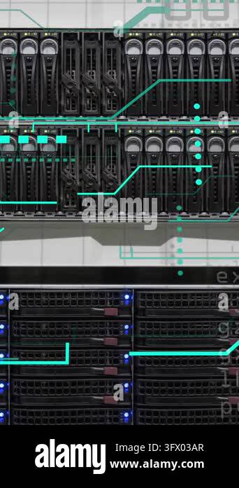 Animation of data processing over computer server. Global business ...