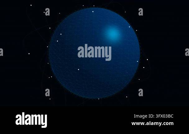 Global data stream high speed information flow digital world map Stock ...