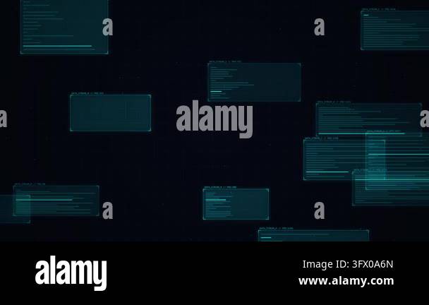 Random programming code digital interface with scrolling data windows ...