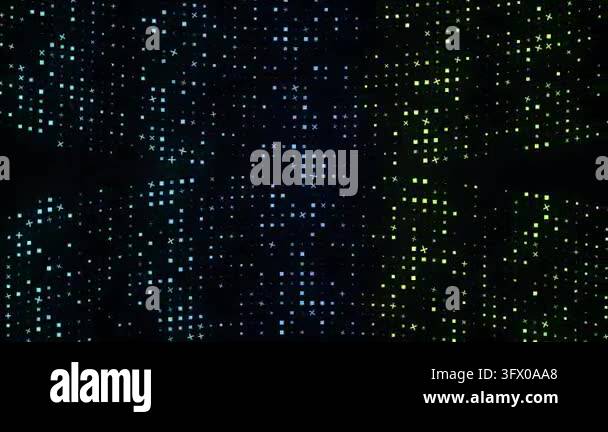 Programming code moving as abstract digital data symbols with blue and ...