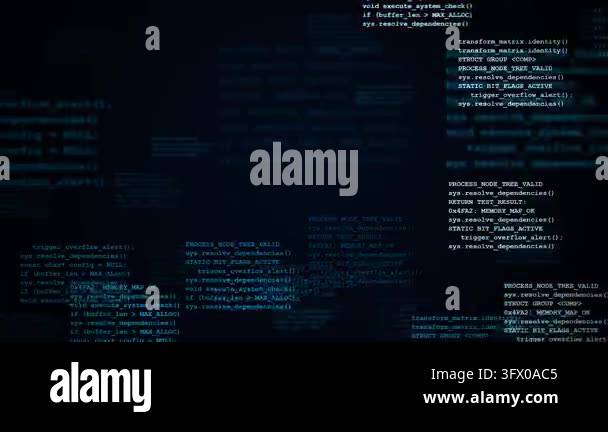 Programming code moving on a computer screen for software development ...