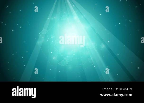 particle shining blue sea abstract motion background with glowing bokeh ...