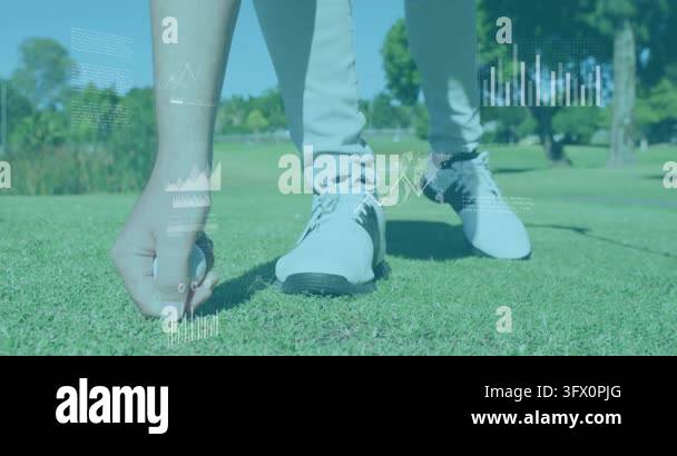 Golfer placing ball on tee causing HUD bar charts appearing while ...