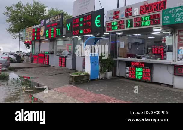 Batumi, Georgia - August 17, 2026: Currency exchange boards showing ...