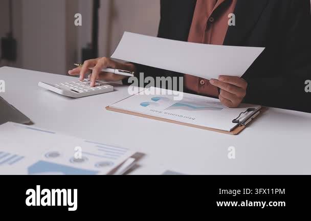 businessman calculating financial data in office Stock Video Footage ...