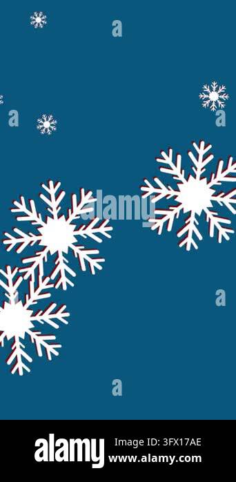 Chimney over snowflakes icons falling against copy space on blue ...