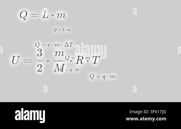 Mathematical equations and scientific formulas appearing on white light ...