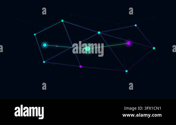 Abstract Digital Network Connection Background with Glowing Nodes and ...