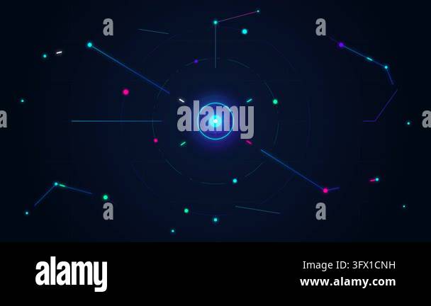 Abstract Digital Network Connection Background with Glowing Particles ...