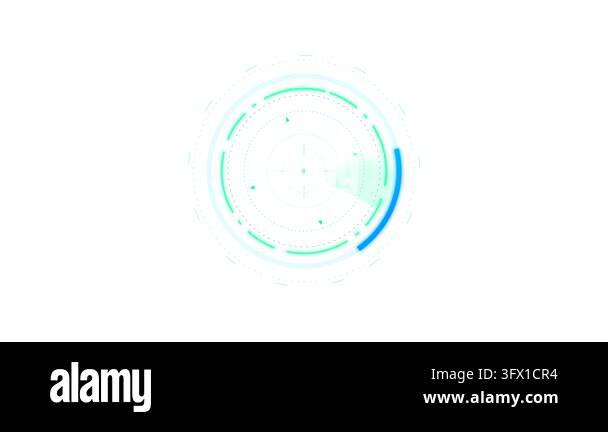 Abstract Futuristic Digital Circle Animation with Glowing Blue and ...