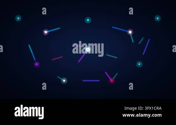 Abstract Digital Network Connection Background with Glowing Particles ...