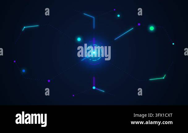 Abstract Digital Network Connection Background with Glowing Blue Light ...