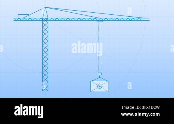 Tower Crane Lifting Container with Email Icon - Digital Communication ...