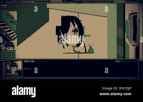 A vintage 8-bit aesthetic pixel art illustration depicting an anime ...