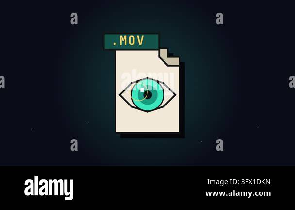 A stylized pixel art graphic representing a MOV video file format ...
