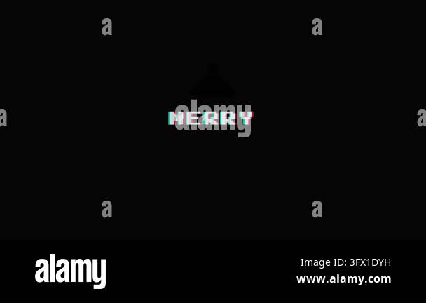 Retro pixel art style Merry Christmas lettering design on a simple dark ...