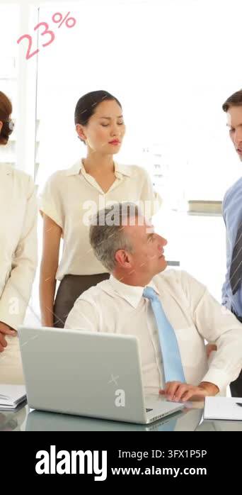 Animation of statistical data processing over diverse businesspeople ...