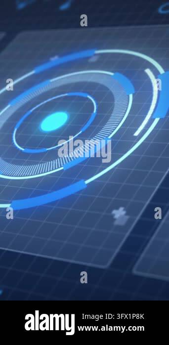Digitization With Blue Background Animation of data processing on blue background. global business and ...