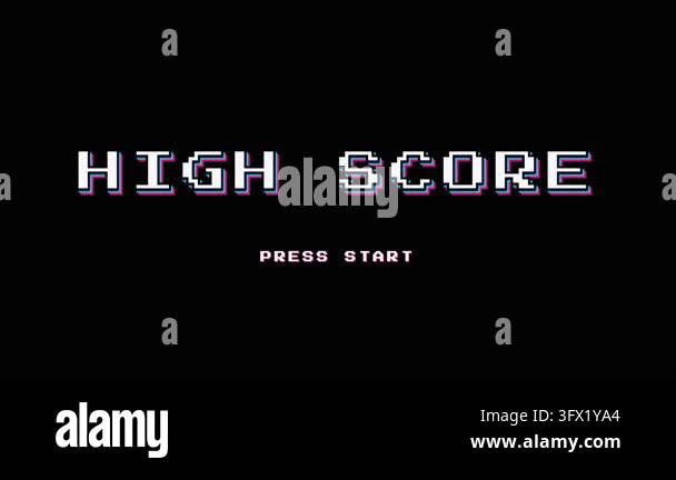Pixelated HIGH SCORE text in white with cyan and magenta glitch effects ...
