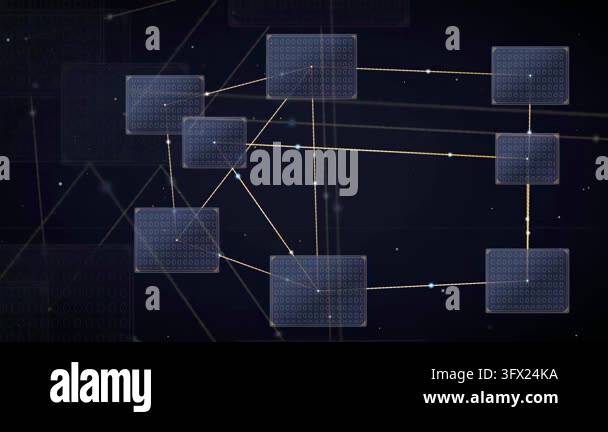 Abstract digital network with glowing nodes and interconnected data ...