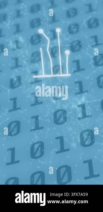 Animation of ai data processing over binary coding with ai icons ...