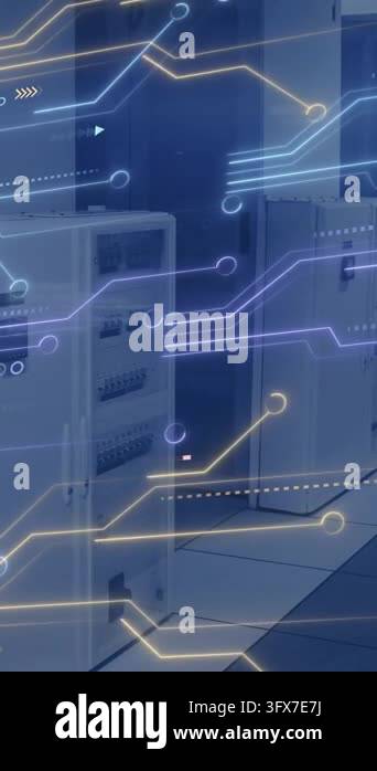 Animation of digital data processing, circuit board and computer ...