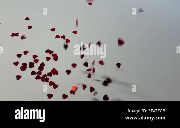 Fall Clean Backdrop Image Small heart-shaped confetti pieces fall from above onto a clean white ...