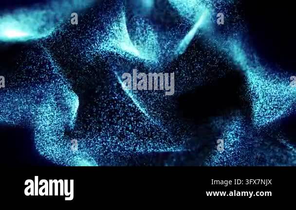 Flowing digital blue particles forming abstract waves in space Stock ...