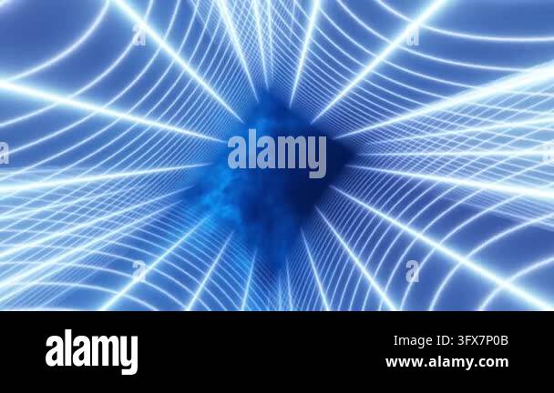 Abstract glowing blue tunnel made of digital light grids Stock Video ...