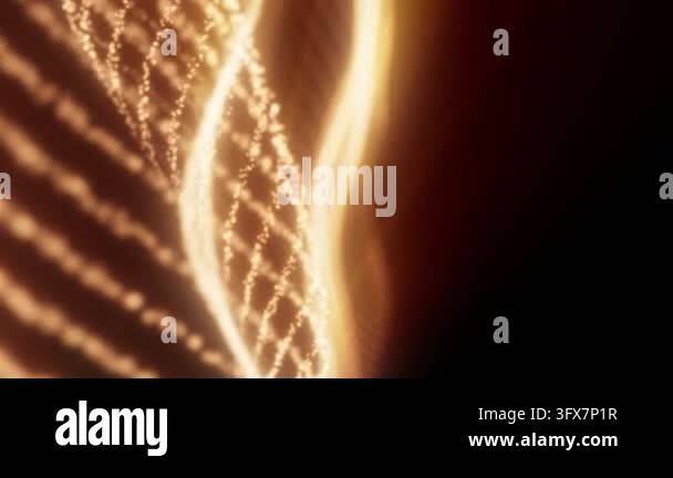 Abstract golden particle waves flowing softly across a dark background ...