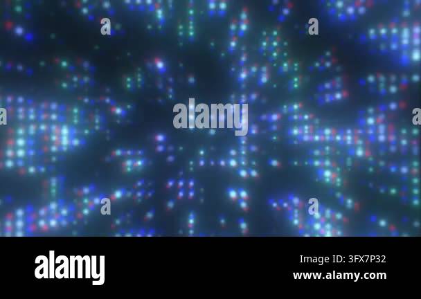 Multicolored RGB light pixels stretching toward a deep center Stock ...