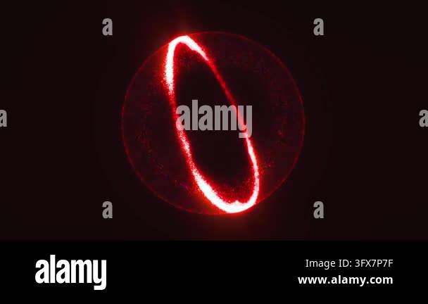 Glowing red energy sphere with a bright elliptical ring Stock Video ...
