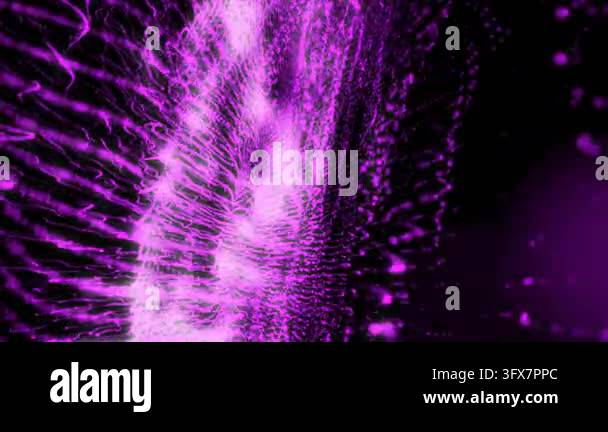 Vivid purple particle wave flowing through dark space Stock Video ...