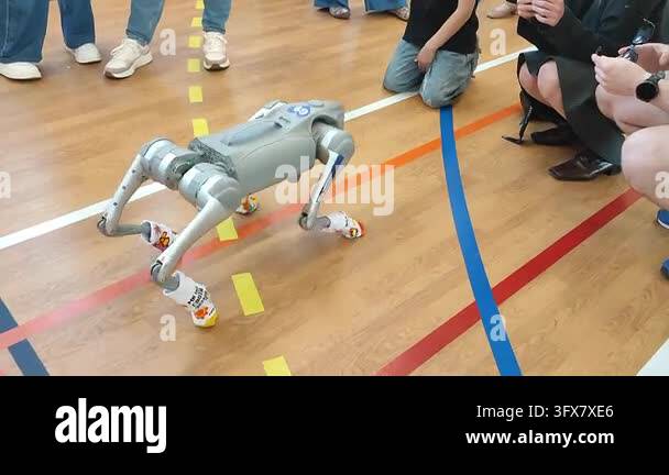 Kyiv, Ukraine, July 15, 2026: Four-legged robot dog. Moving bionic ...