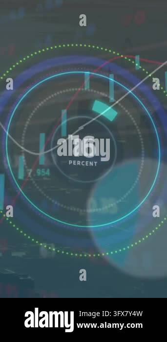 Trade Graph Animation Animation of changing numbers in loading circles, graphs, trading board ...