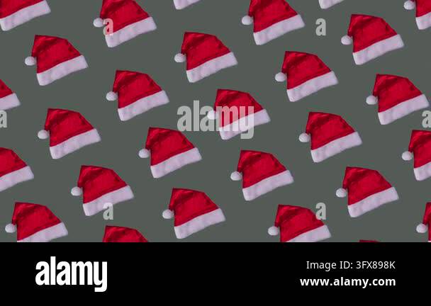 Santa Cap Vector Image Looped Christmas animation of Santa Claus hats on gray background ...