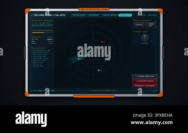 Futuristic Tactical Military Tablet Interface with Radar Data Display ...