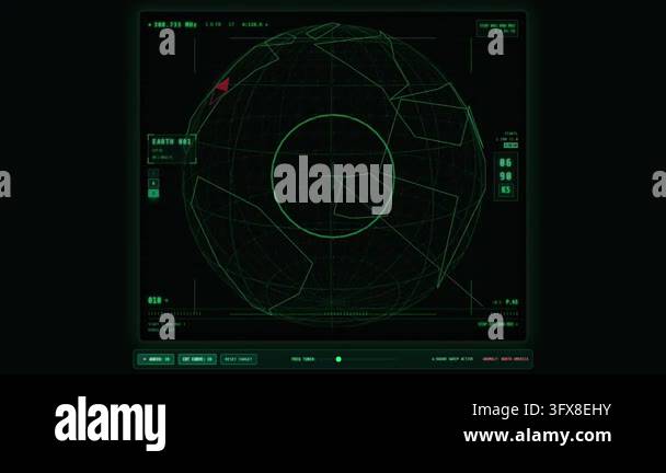 Sci-fi digital radar screen showing global tracking interface Stock ...