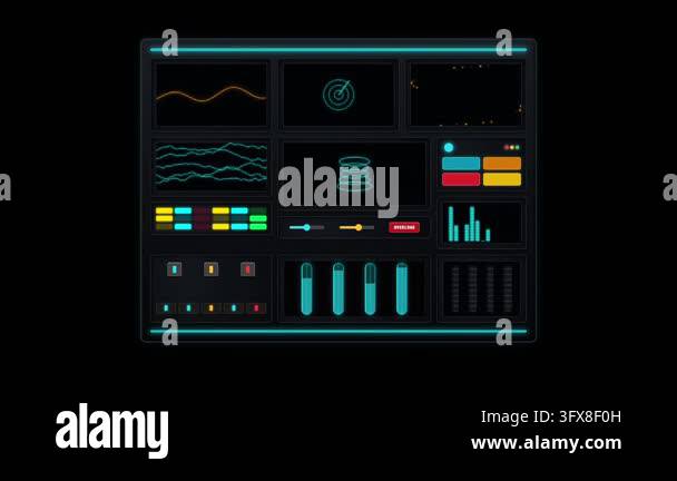 sci-fi digital dashboard interface with various HUD elements Stock ...